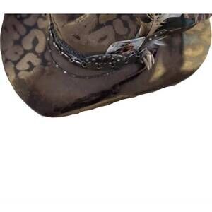 NEW ART BY AMY LABBE women's fedora hat in brown cheetah